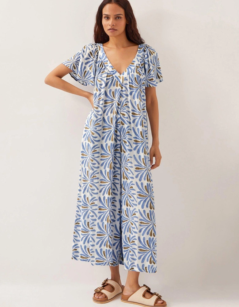 Cece Woodblock Jumpsuit - Blue