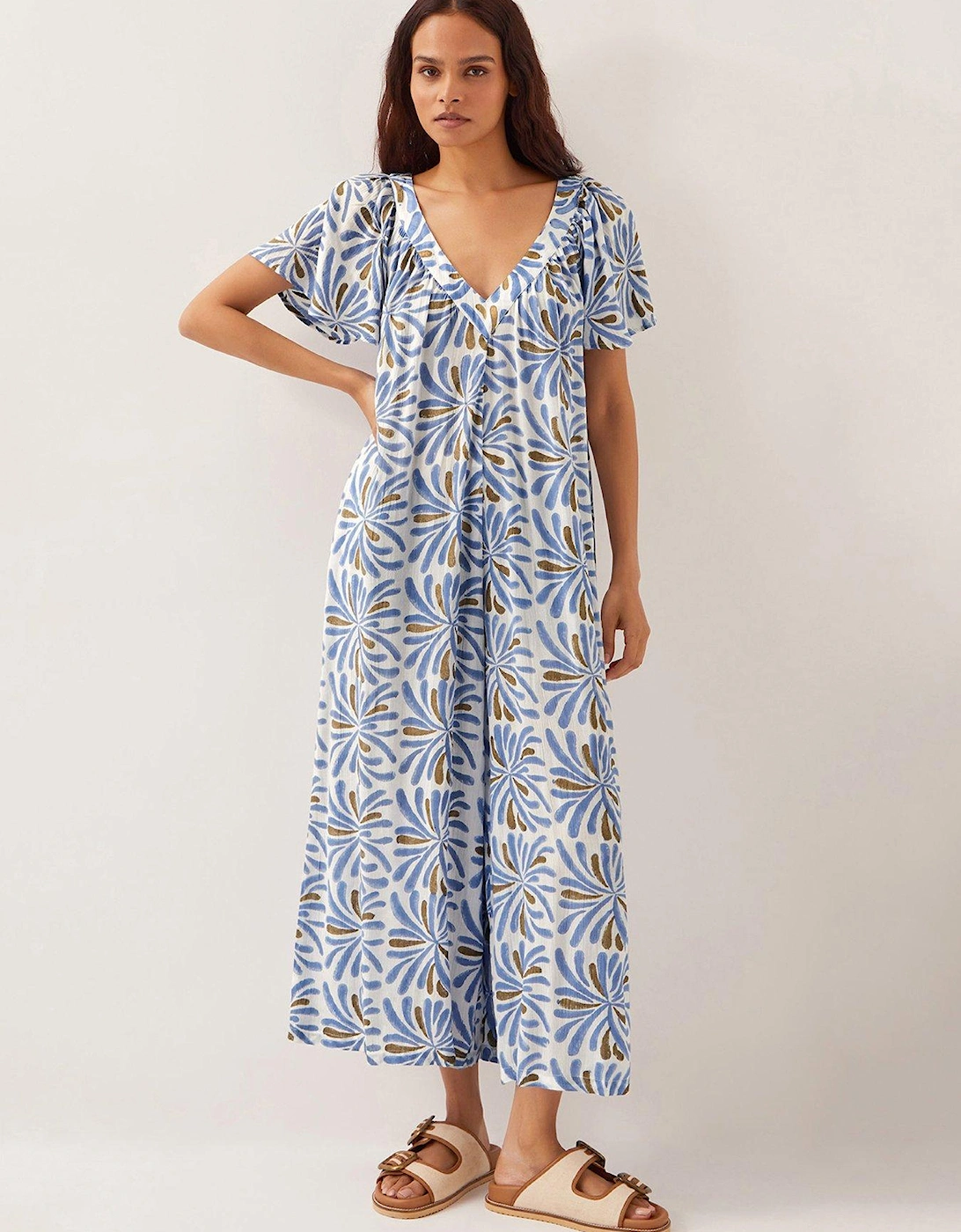 Cece Woodblock Jumpsuit - Blue, 2 of 1