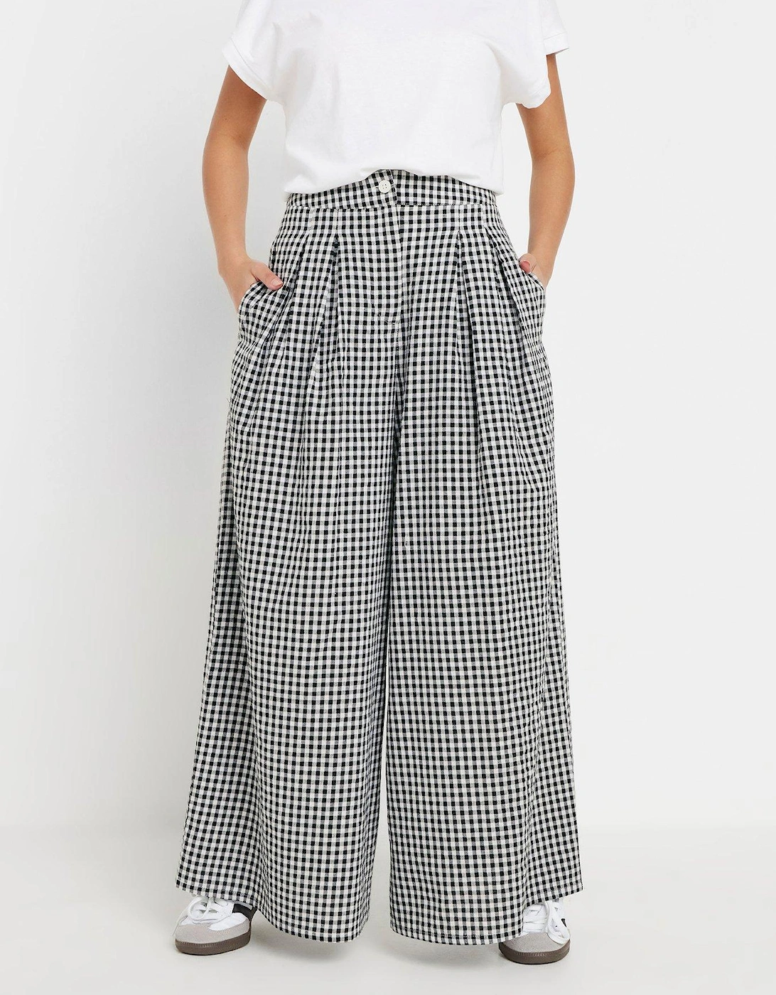 Petite Gingham Palazzo Trousers - Black, 2 of 1