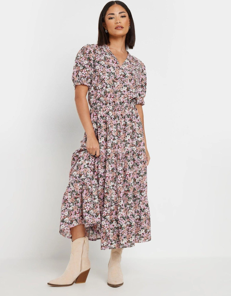 Petite Floral Smock Dress - Pink