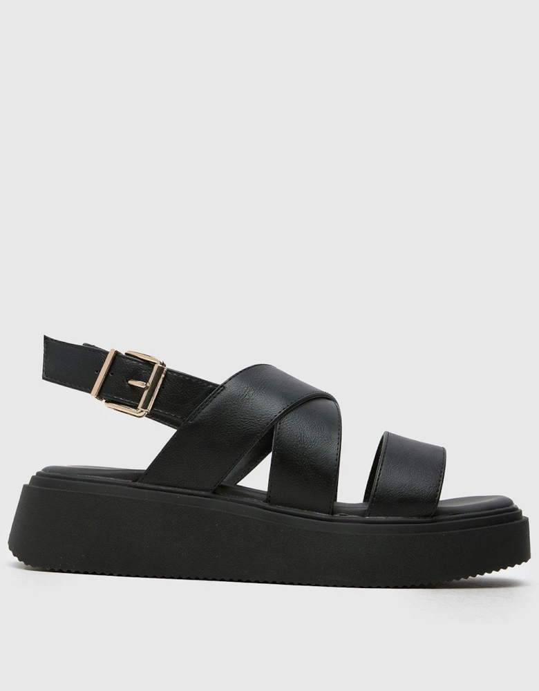 Tamia Chunky Flatform Sandals - Black