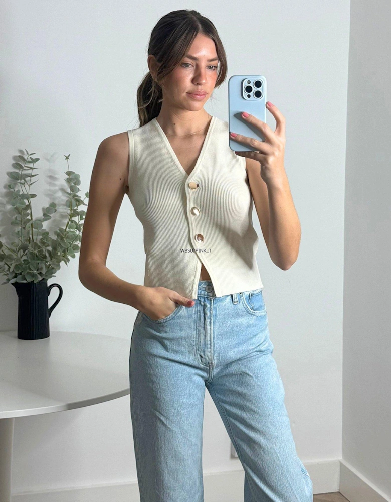 Knitted Waistcoat - Cream