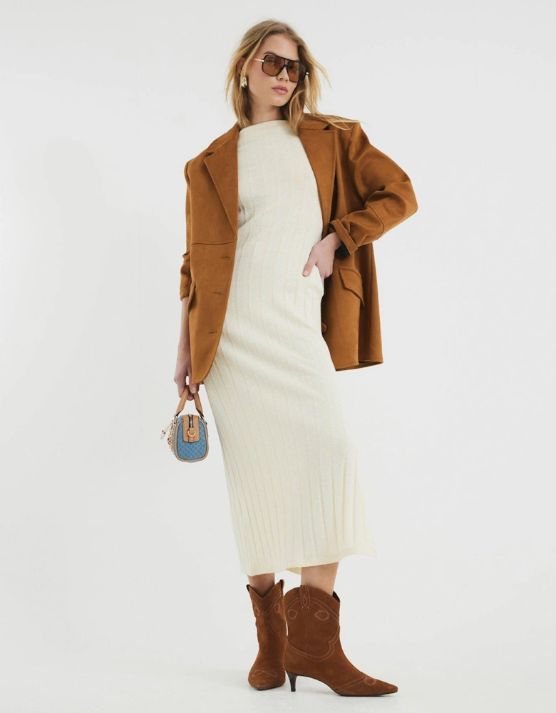 Cosy Rib Midi Dress - Cream