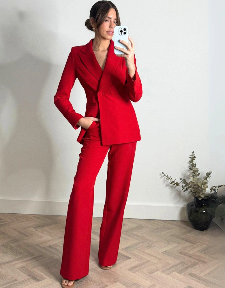 Flared Leg Trouser - Red