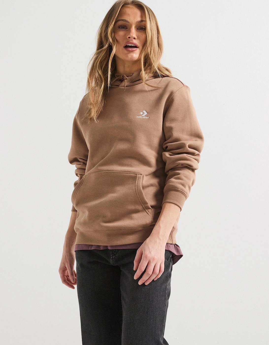 Womens Star Logo Hoodie - Beige, 2 of 1