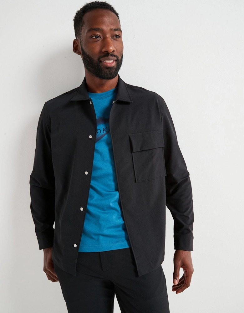 4-Way Stretch Nylon Overshirt - Black