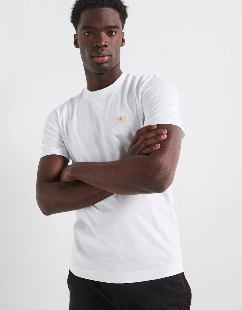 Left Chest Woven Patch Regular T-Shirt - White