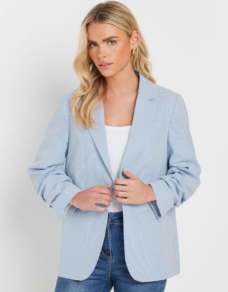 Stripe Seersucker Blazer - White/Blue