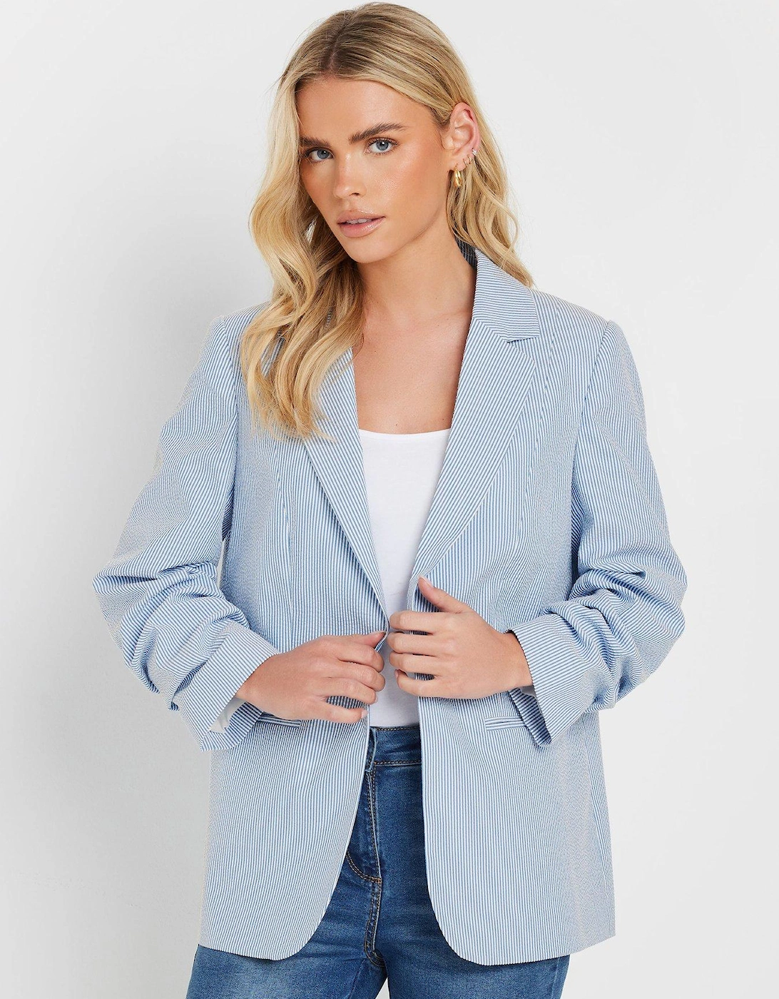 Stripe Seersucker Blazer - White/Blue, 2 of 1