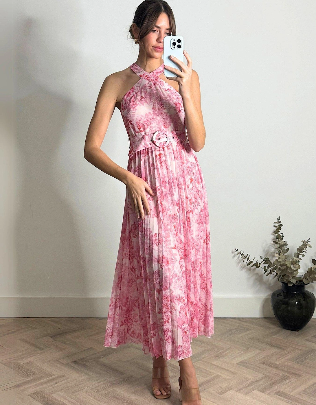 Printed Sleeveless Midi Dress - Pink, 5 of 4