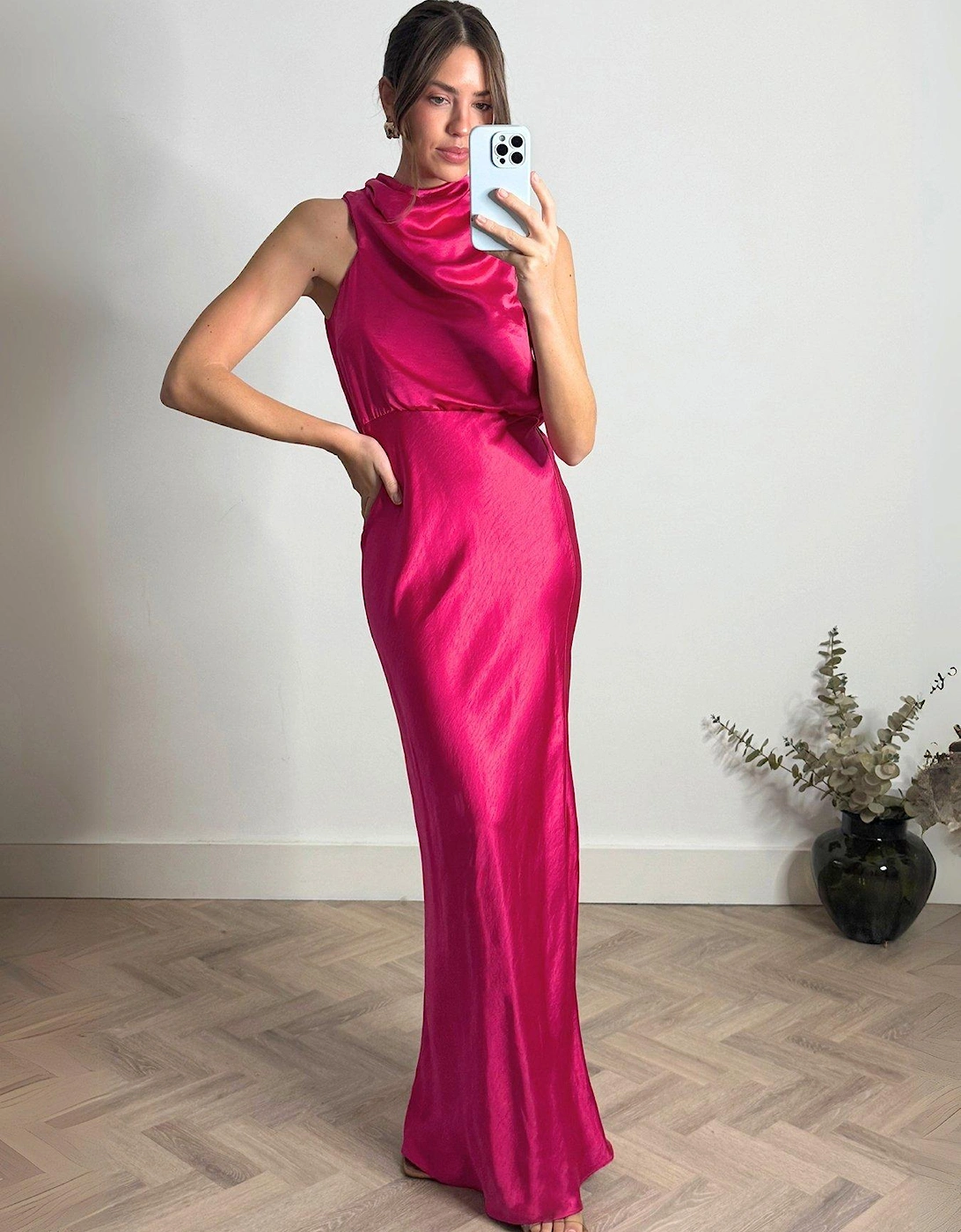 Satin Midi Dress - Pink, 5 of 4