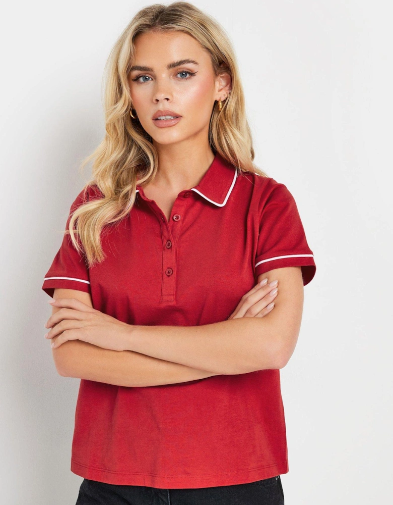 Petite Tipping Polo Shirt - Red