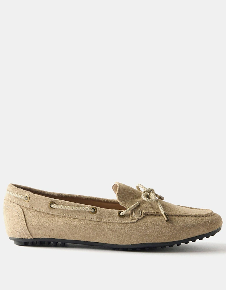 Sally Suede Boat Shoe - Beige