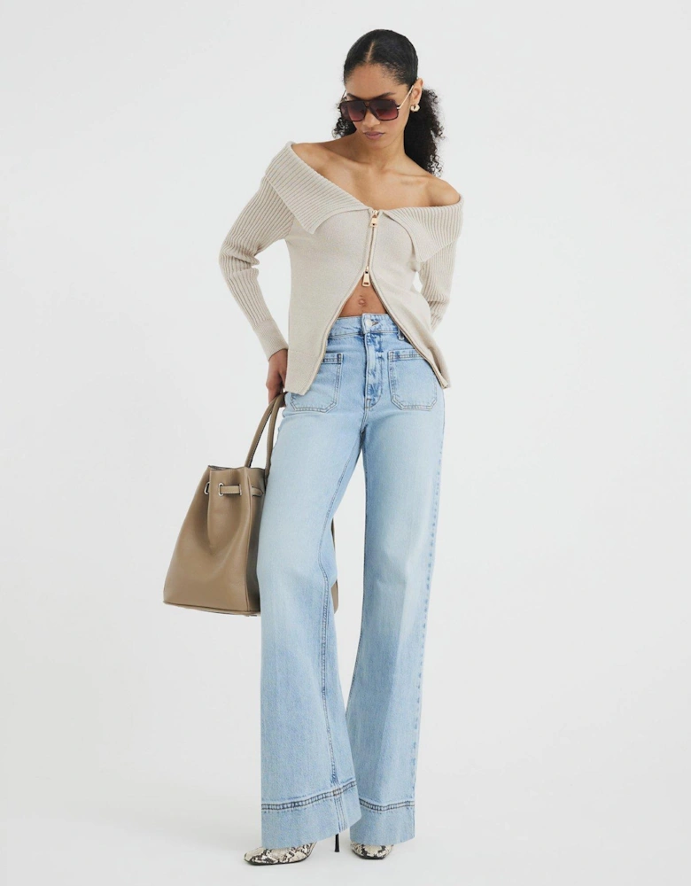 High Rise Leg Jeans - Blue