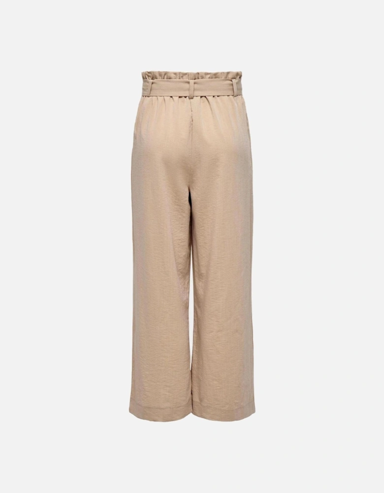 Beige Front Pocket Trousers Women