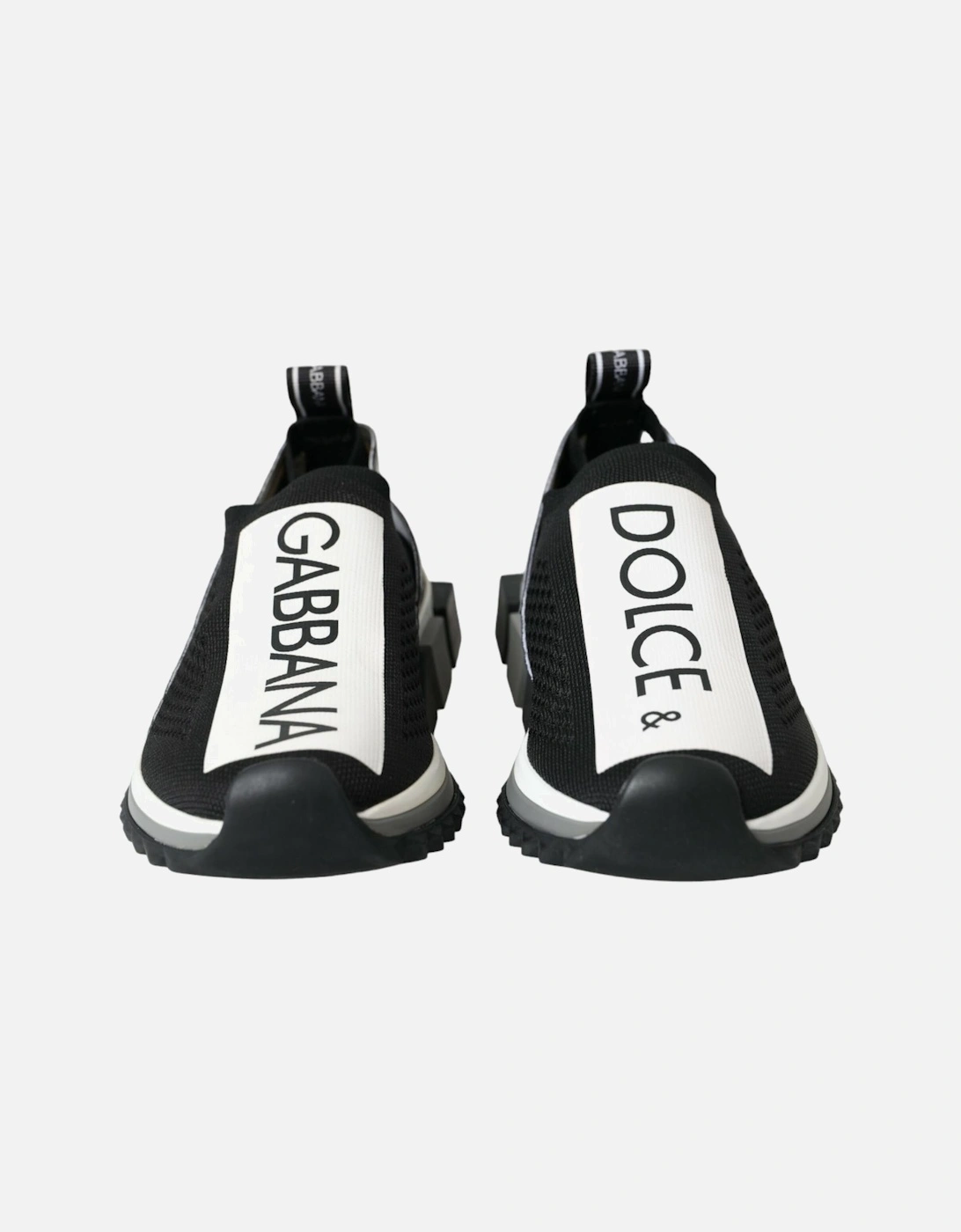 Black and White Logo Print Sneakers with Rubber Sole Women