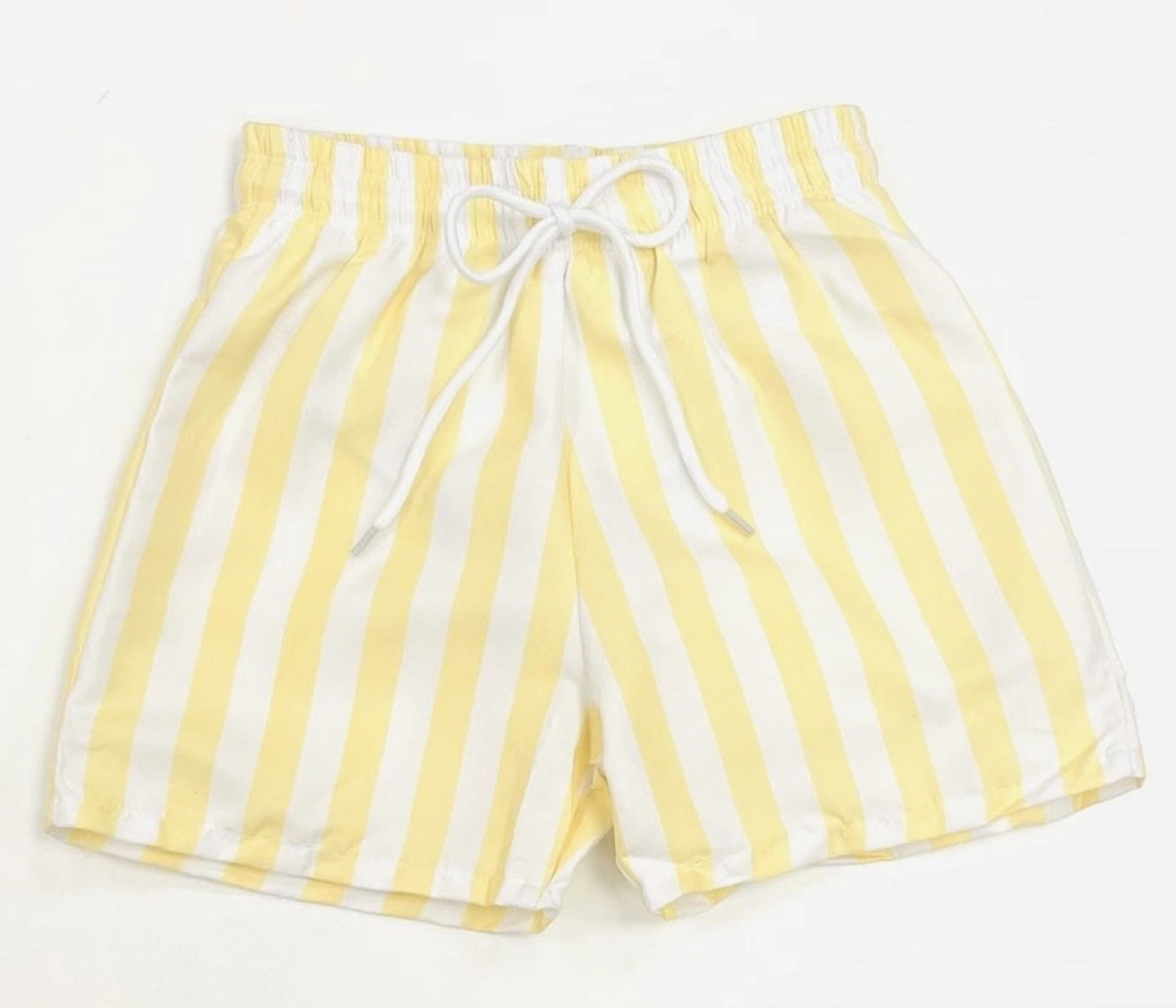 Boys Lemon Striped Swim Shorts, 2 of 1