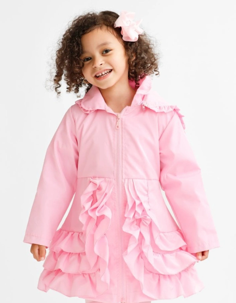 Girls Pink Frilly Windbreaker Jacket