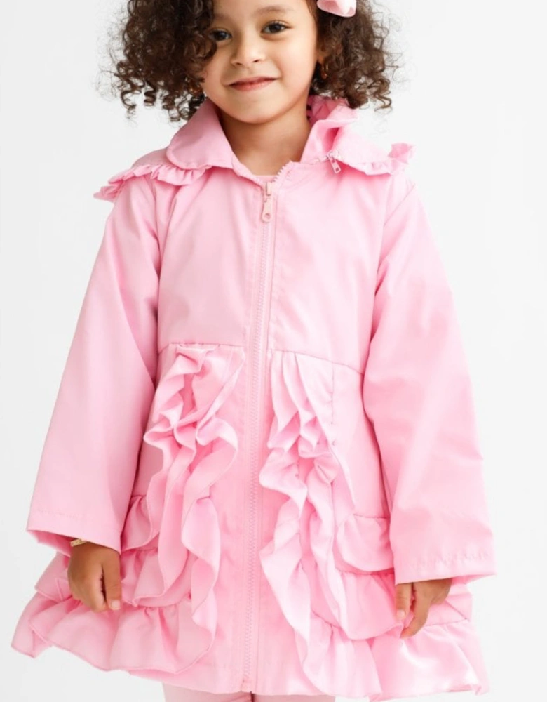 Girls Pink Frilly Windbreaker Jacket