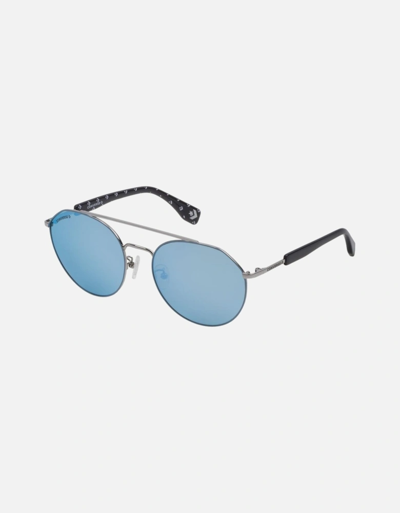 Metal Frame Mirror Lens Sunglasses Unisex - Gray