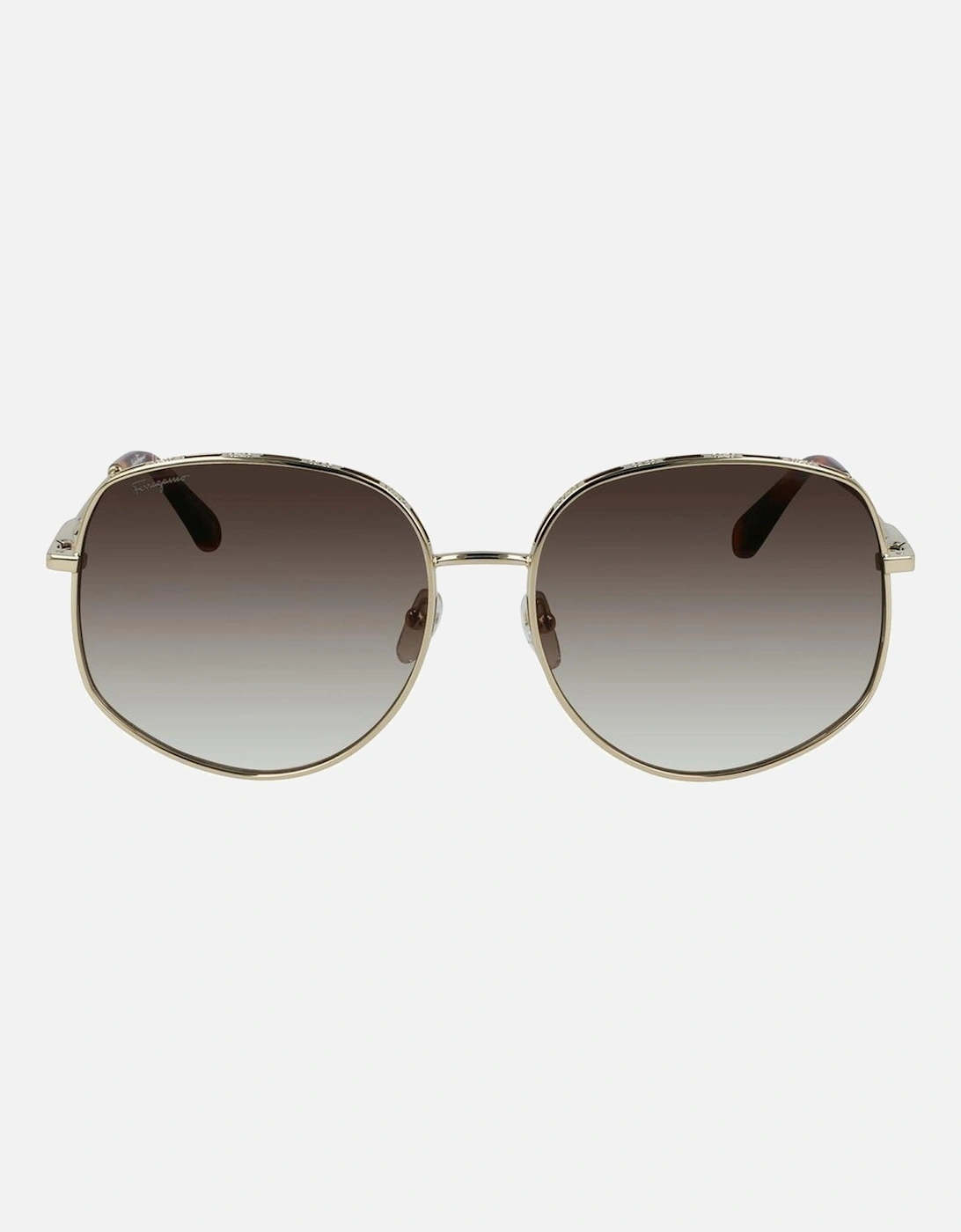 Metal Sunglasses with Degraded Pink Lens Women - Gold