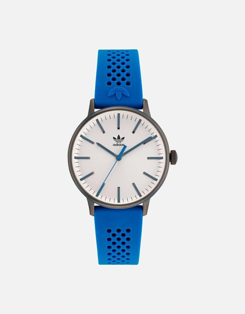 Quartz Analog Stainless Steel Watch with Rubber Bracelet Unisex - Blue