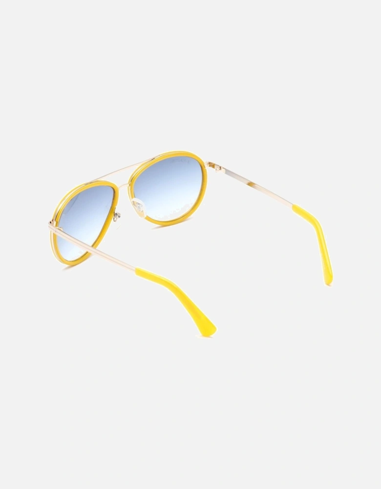 Metal Bracelet Watch with Yellow Dial Women Sunglasses