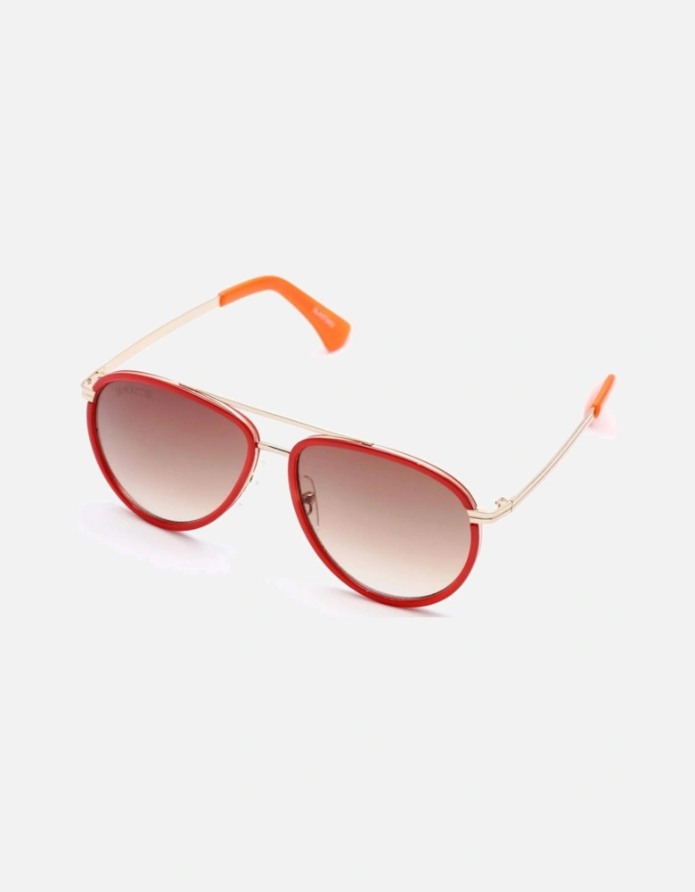 Metal Bracelet Red Dial Watch Women Sunglasses