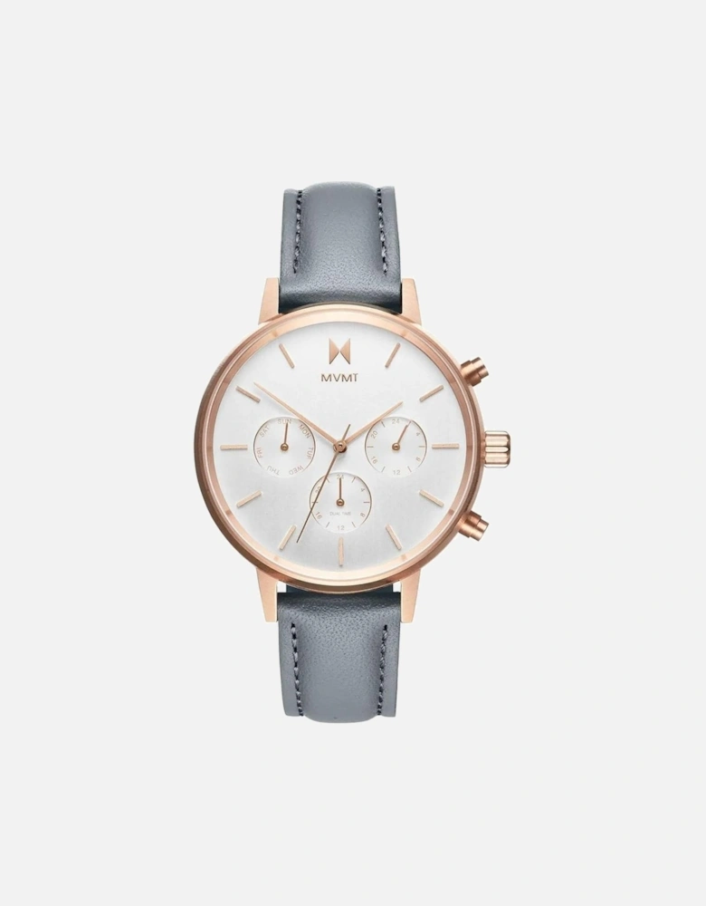 Stainless Steel Quartz Leather Strap Watch Women - Gray Watches