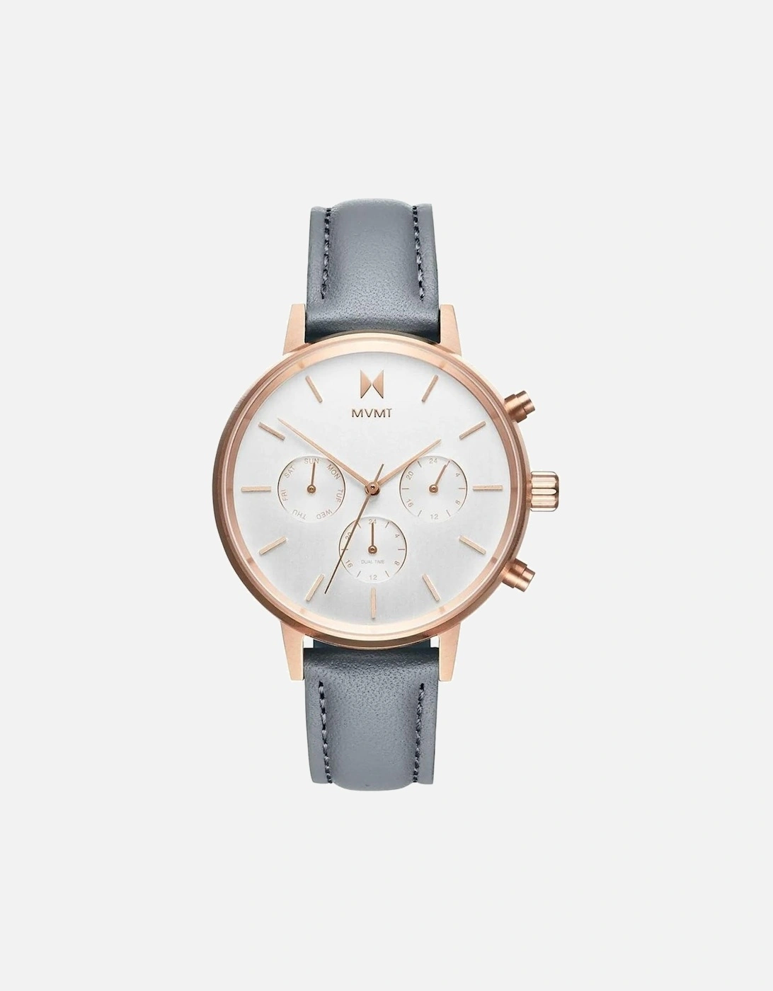 Stainless Steel Quartz Leather Strap Watch Women - Gray Watches, 3 of 2