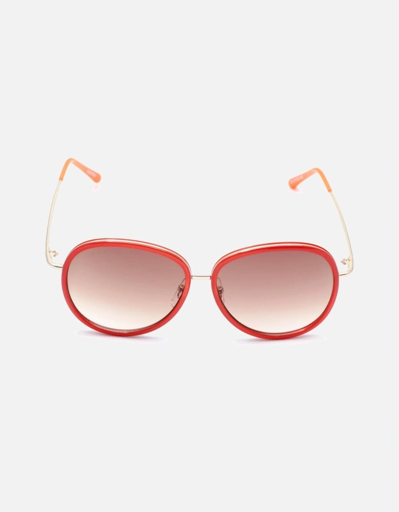 Metal Bracelet Watch with Red Dial Women Sunglasses