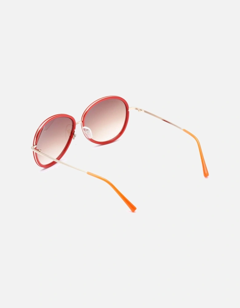 Metal Bracelet Watch with Red Dial Women Sunglasses