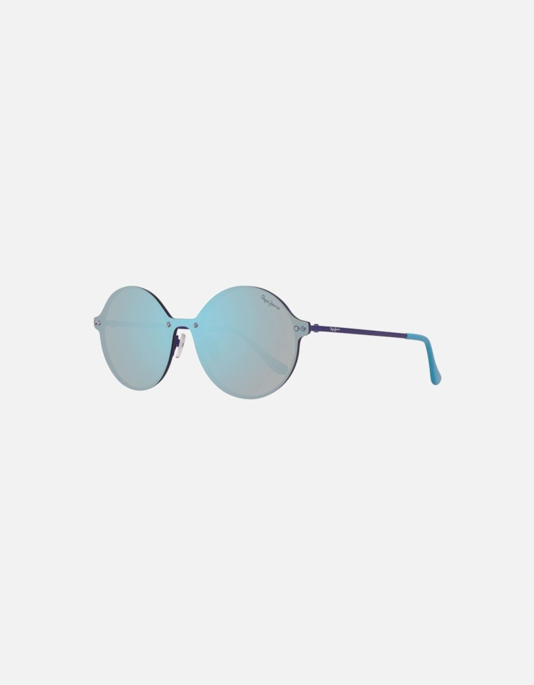 Metal Bracelet Mirrored Lens Watch with Blue Dial Unisex Sunglasses