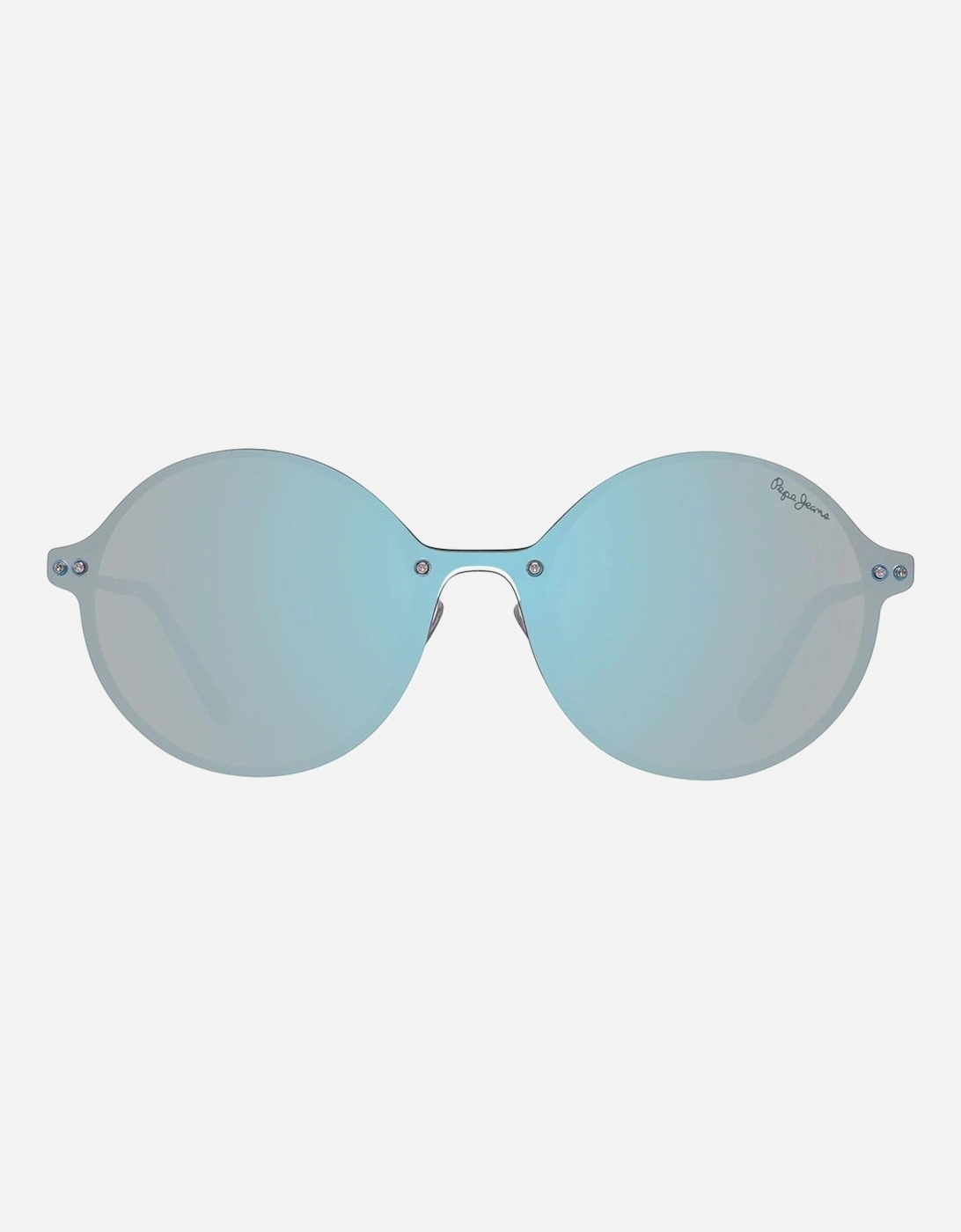 Metal Bracelet Mirrored Lens Watch with Blue Dial Unisex Sunglasses