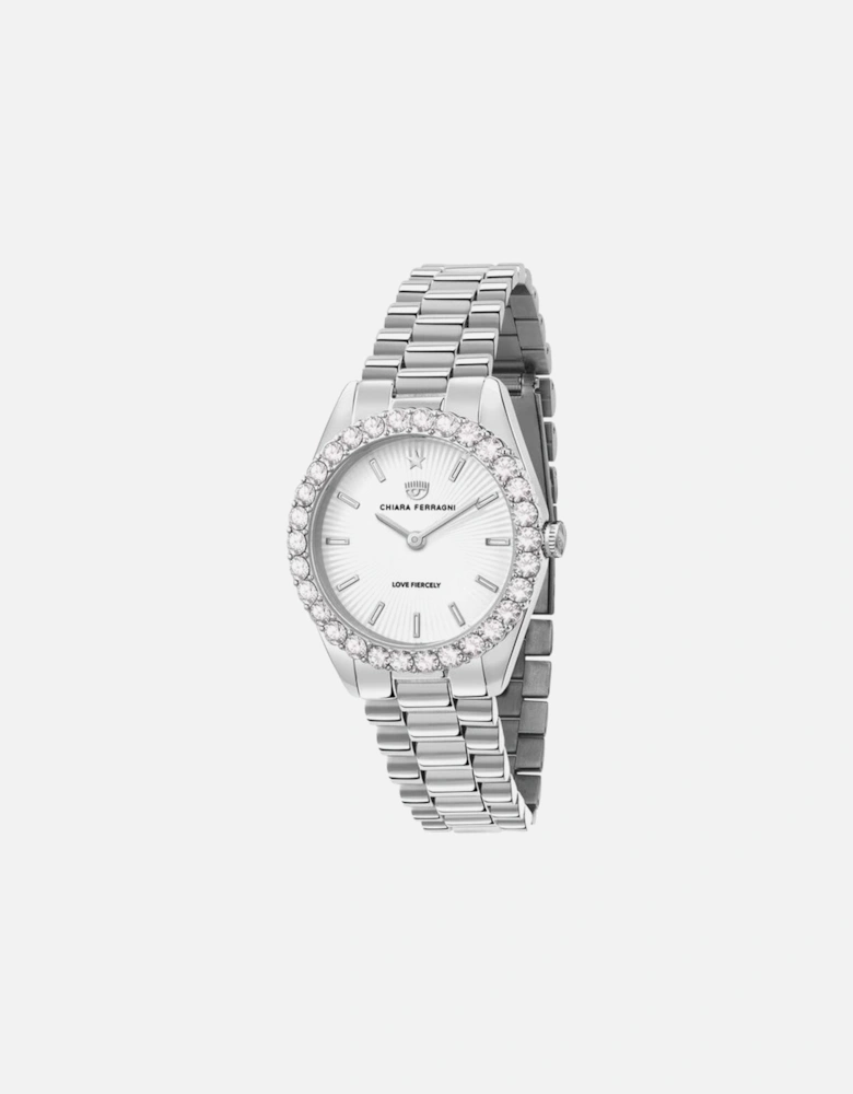 Stainless Steel Quartz Analog Watch Women - Silver Watches