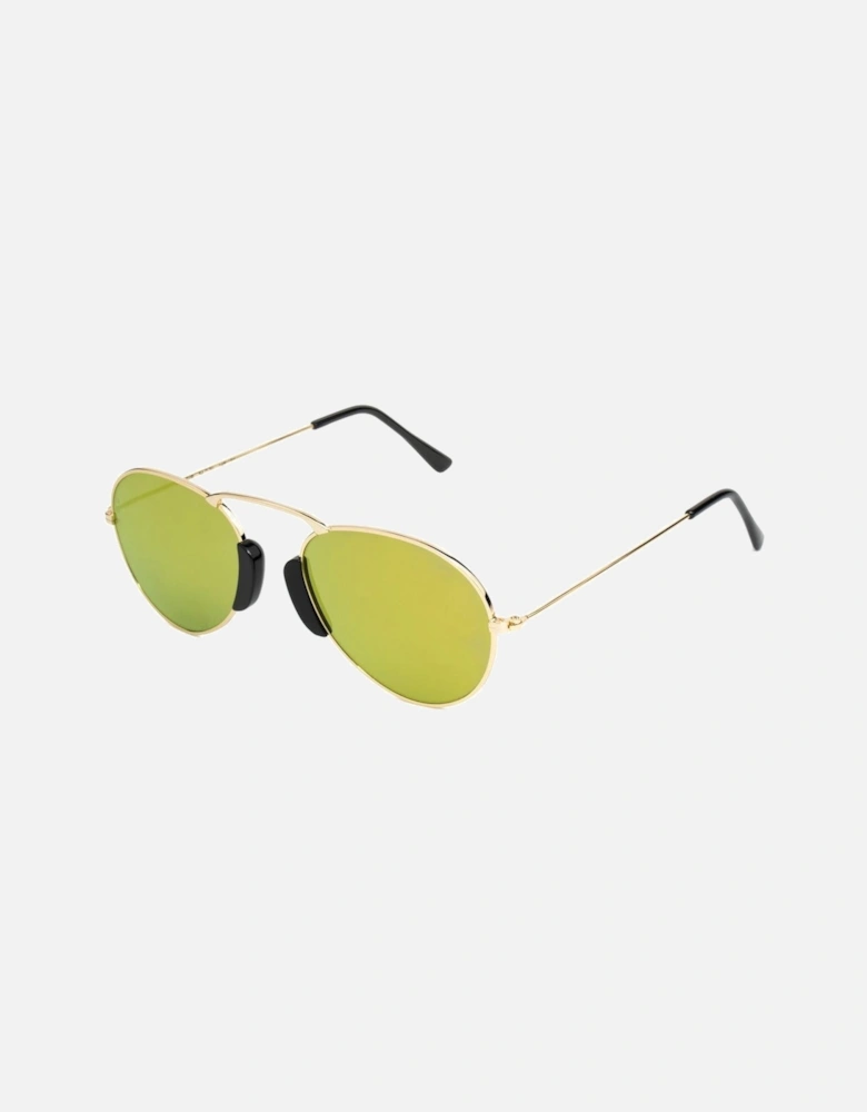 Metal Bracelet Watch with Golden Dial Unisex Sunglasses