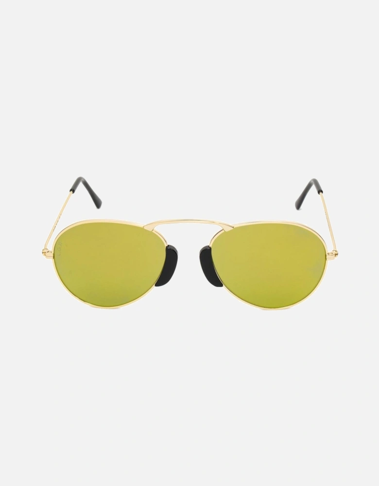 Metal Bracelet Watch with Golden Dial Unisex Sunglasses