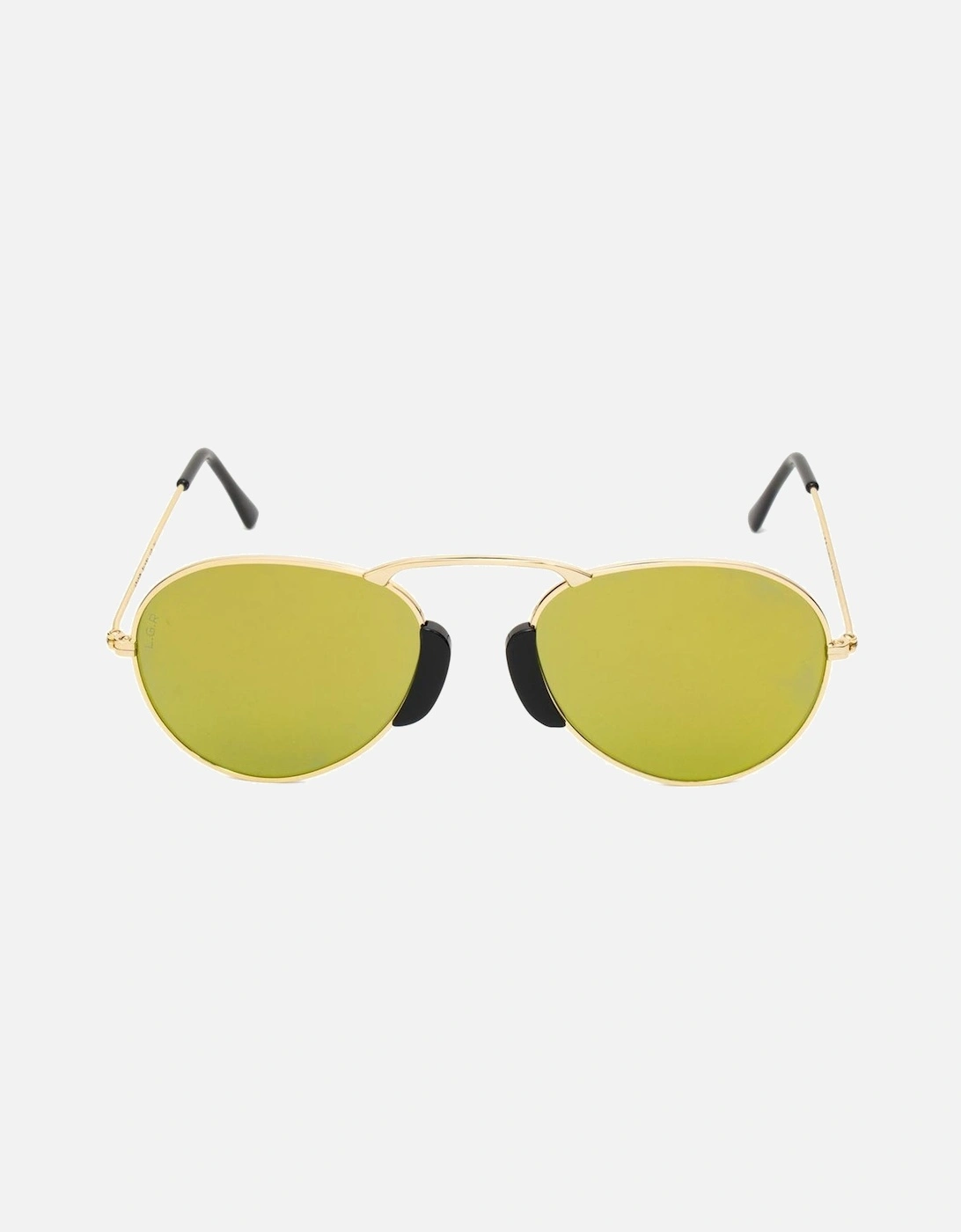 Metal Bracelet Watch with Golden Dial Unisex Sunglasses