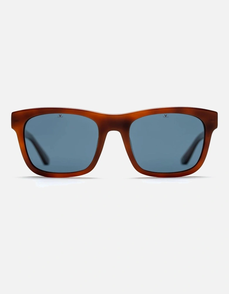 Acetate Bracelet Watch with Brown Dial and Blue Glass Women Sunglasses