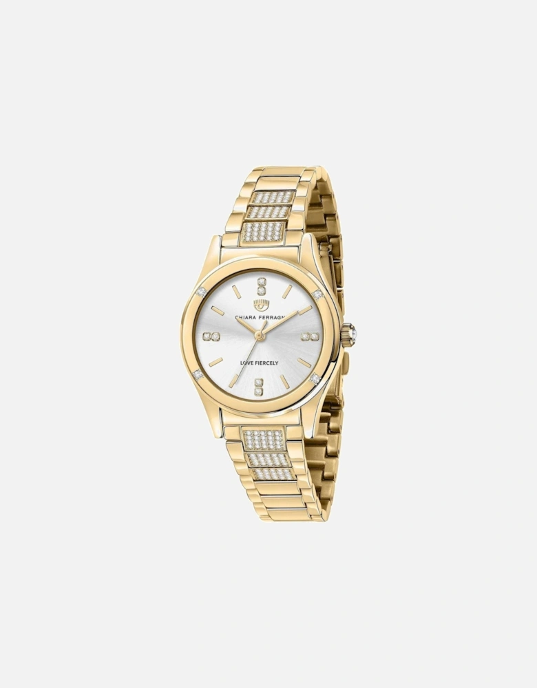 Stainless Steel Analog Quartz Watch Women - Gold Watches