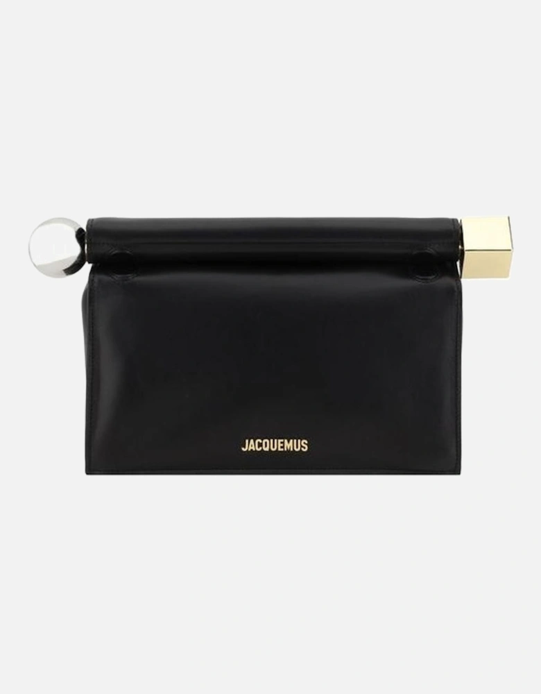 La Petite Rond Carre Nappa Leather Clutch Bag Women - Black