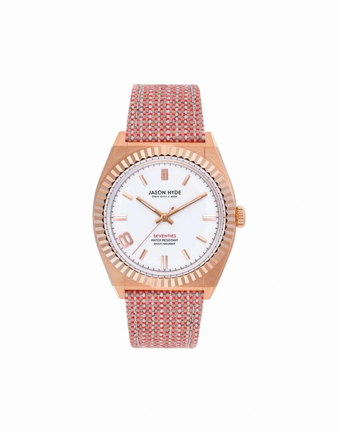 Quartz Analog Stainless Steel Watch with Textile Bracelet Women - Red, 2 of 1