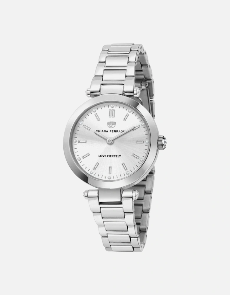 Stainless Steel Quartz Analog Watch Women - Silver Watches