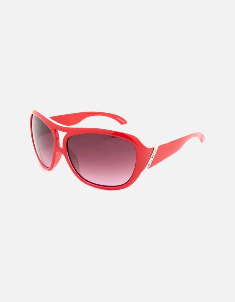 Acetate Sunglasses with Grey Gradient Pink Lenses Women - Red