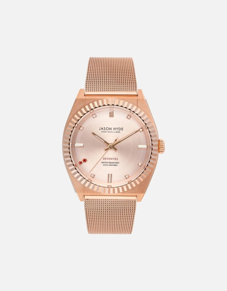 Stainless Steel Quartz Analog Watch with Textile Bracelet Women - Gold