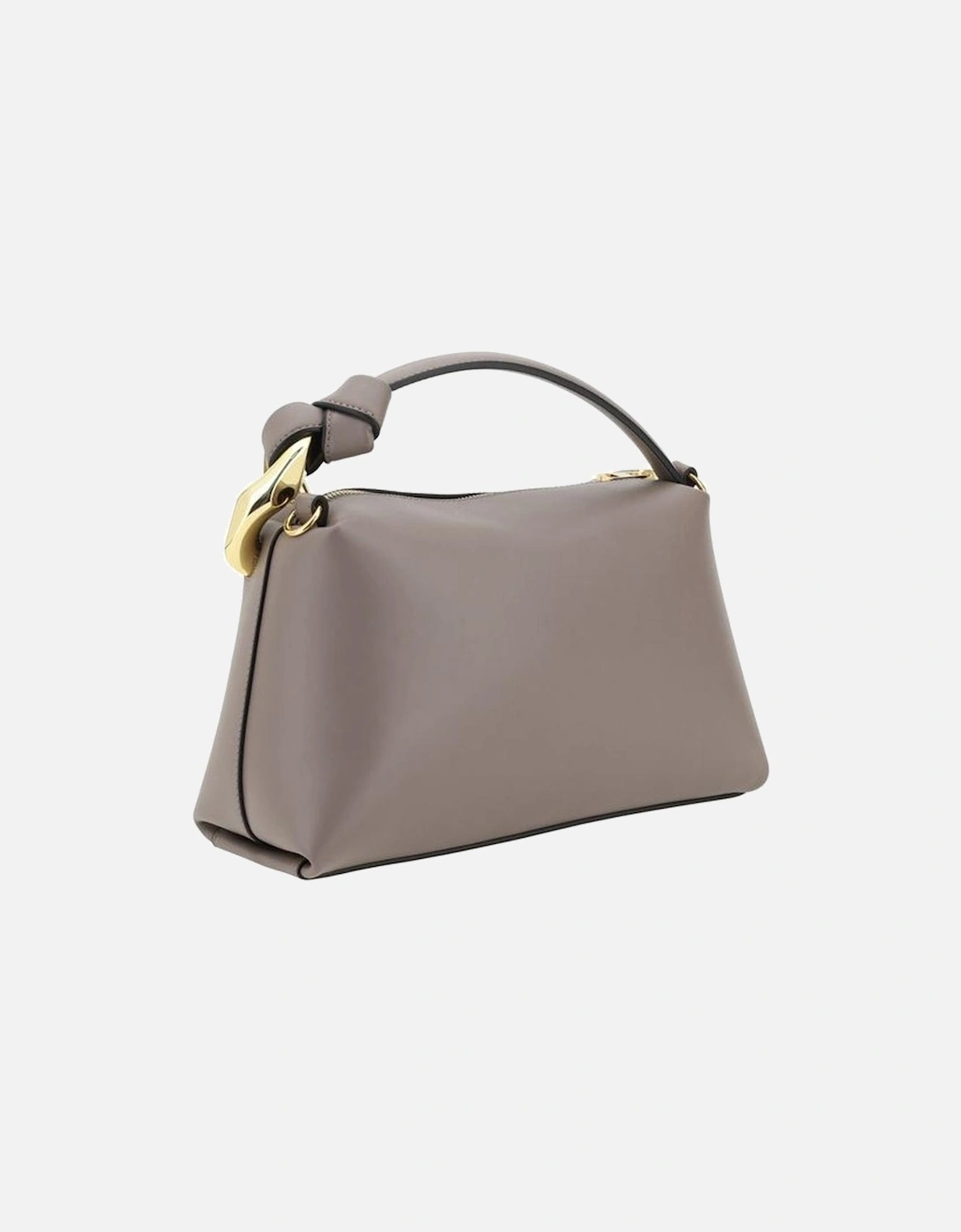 Elegant Smooth Leather Handbag with Gold Chain Detail Women - Gray