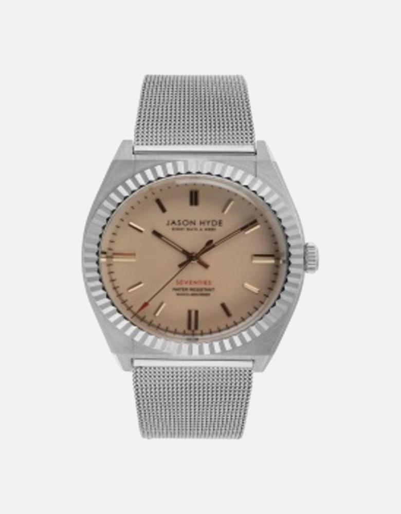 Quartz Stainless Steel Analog Watch with Amber Crystal Unisex - Gray