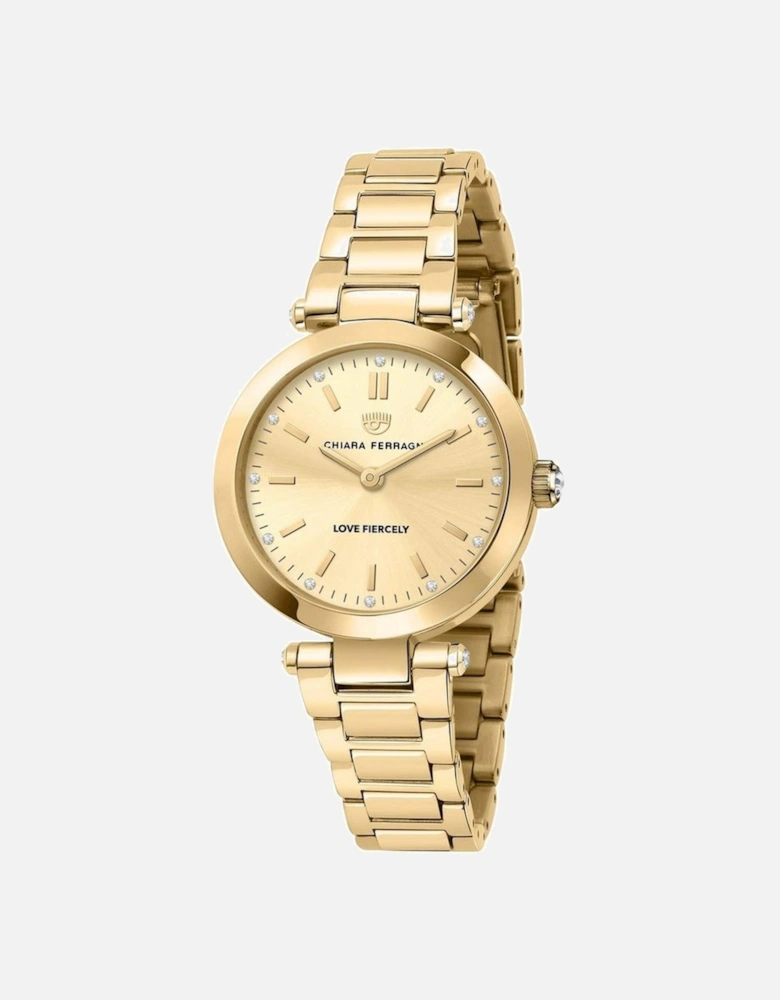 Quartz Analog Stainless Steel Watch with Deployant Clasp Women - Gold