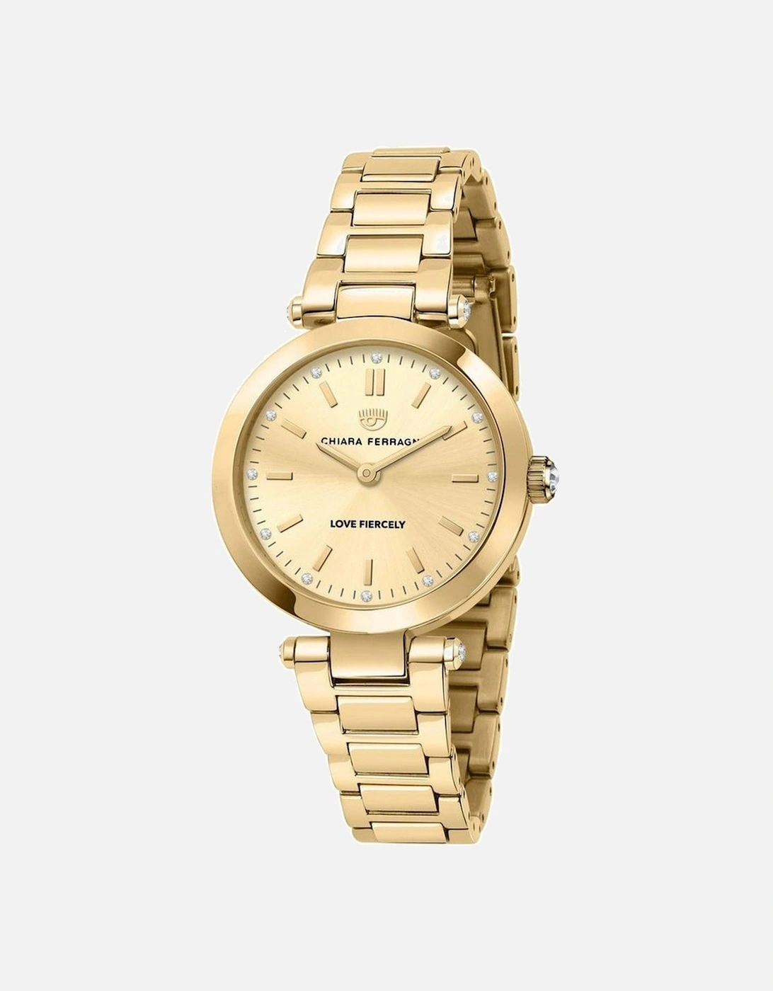 Chiara Ferragni Women's Gold Quartz Analog Stainless Steel Watch With Deployant Clasp - Size: One Size