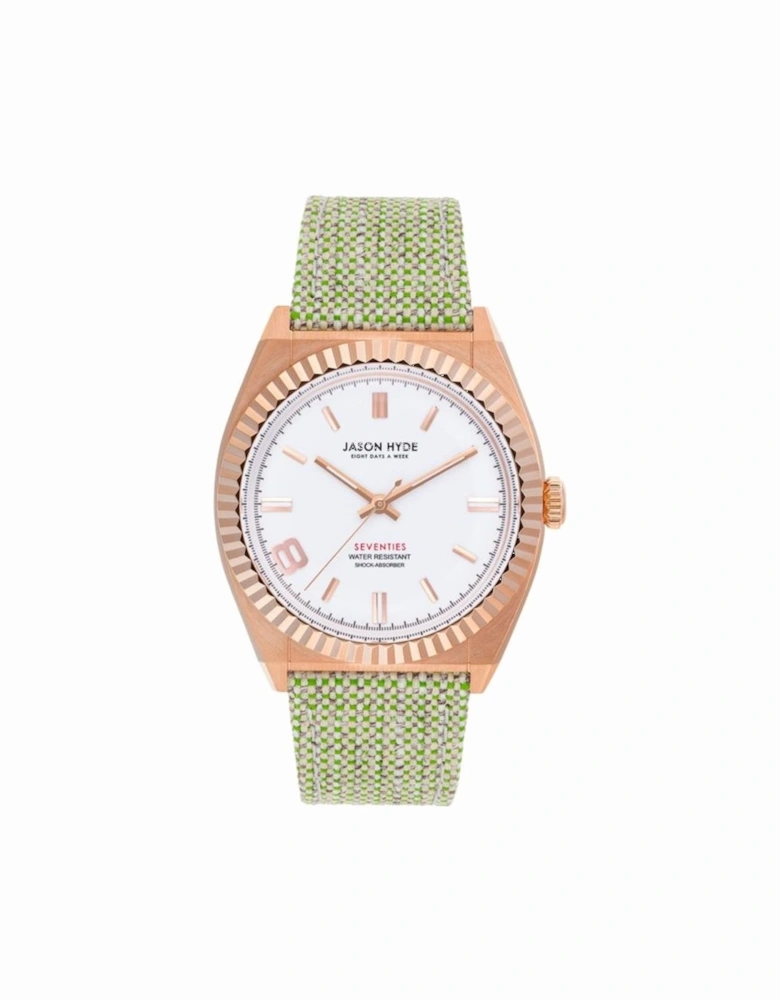 Quartz Stainless Steel Analog Watch with Textile Bracelet Women -